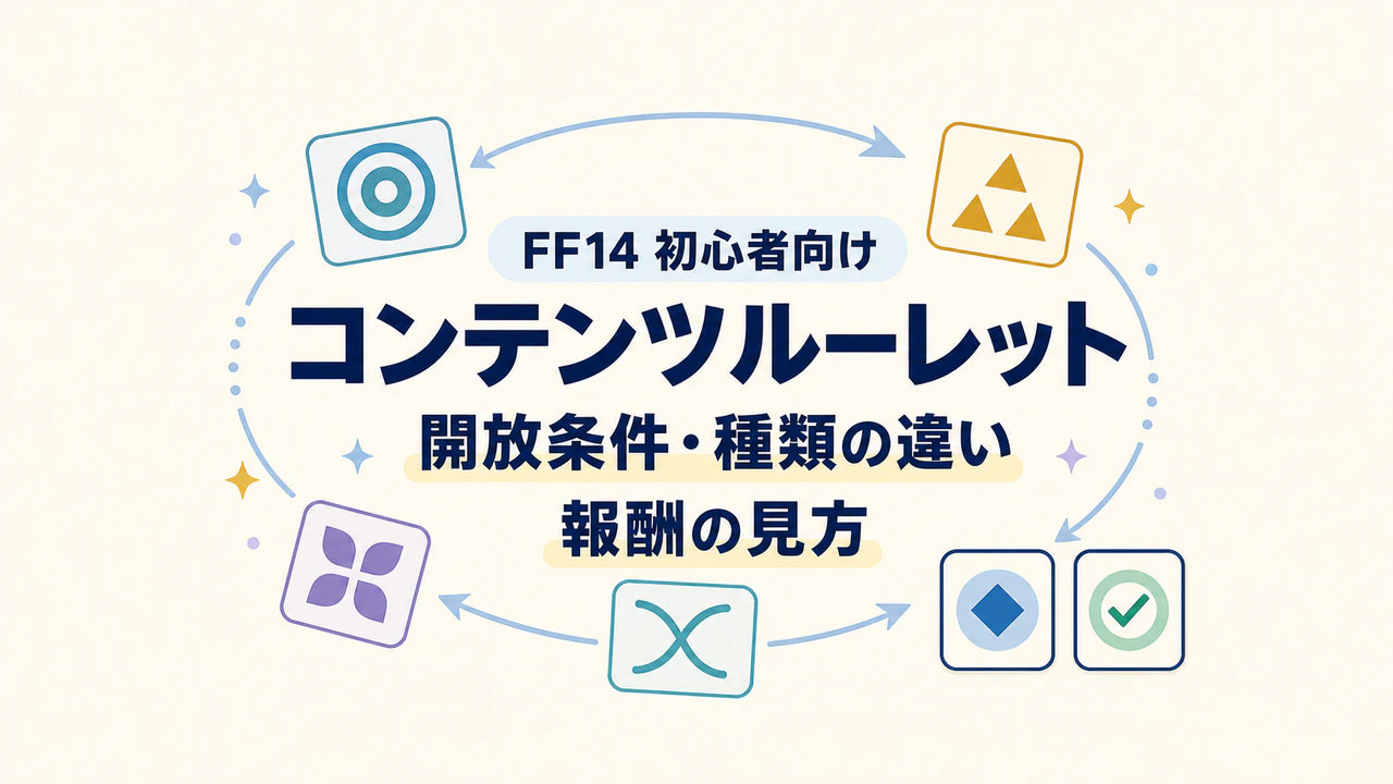 FF14のコンテンツルーレットの開放条件・種類・報酬の見方を案内する記事アイキャッチ